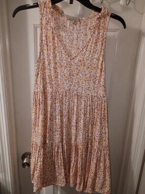 Sleeveless Peach Floral Tiered Sundress